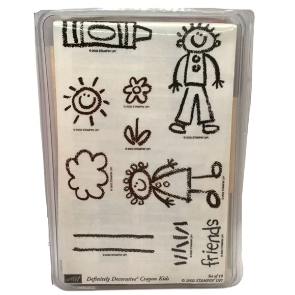 Stampin' Up! Other - Stampin’ Up! 2002 “Definitely Decorative, Crayon Kids” Rubber Stamp Set